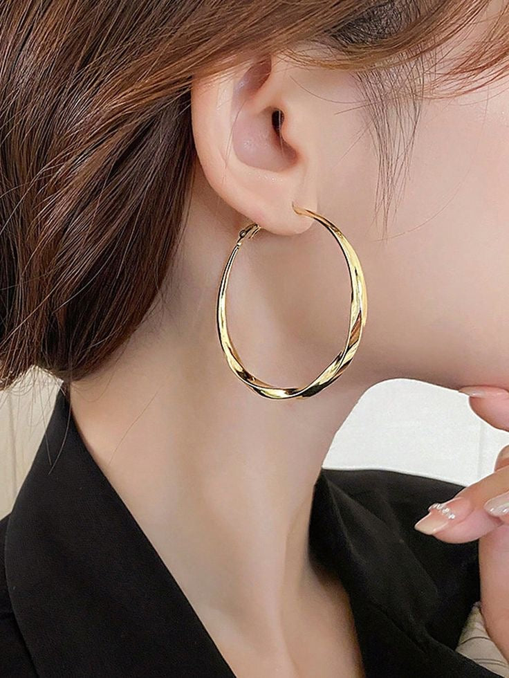 New Personality Gold Color Big Hoop Earrings Thick Twist Circle Earrings for Women Statement Jewelry Boucles d'oreilles