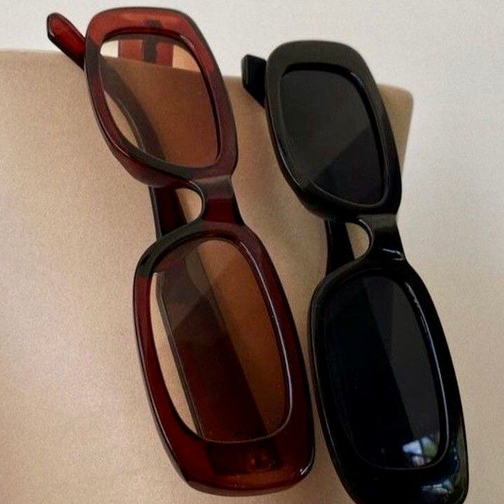 Brown Fashion Retro Small Rectangle Sunglasses