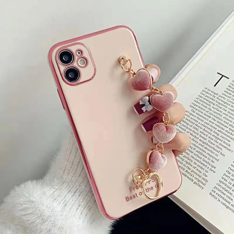 Luxury Heart Bracelet Chain Soft Case For iPhone