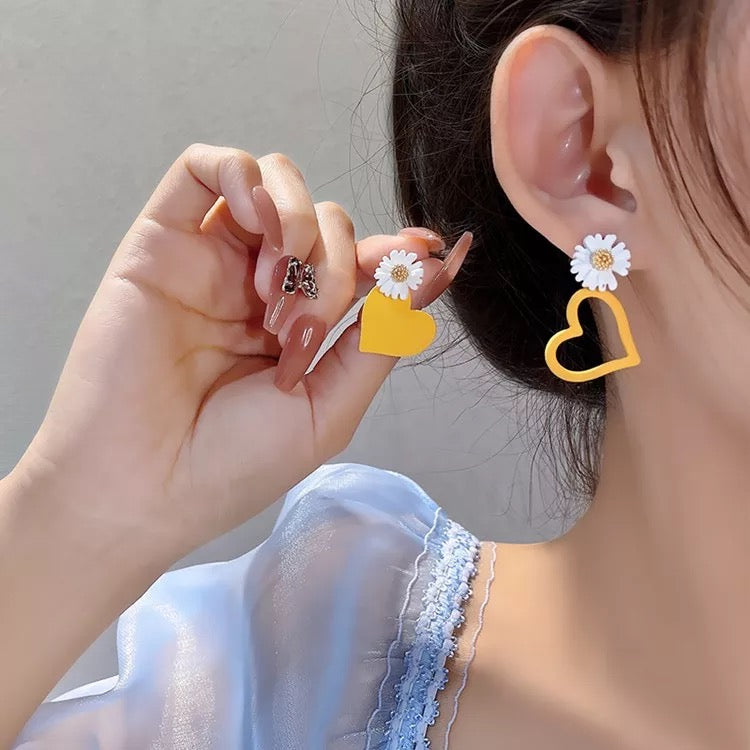 Geometry Yellow Drop Earring for Women 2024 New In Flower Earring Versatile Luxury Designer Jewelry