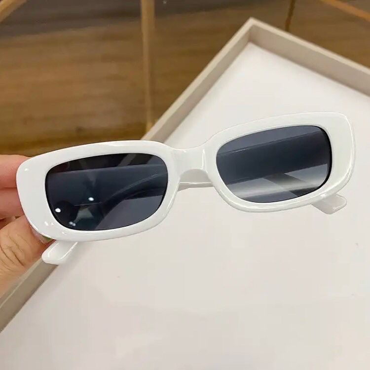 White Fashion Retro Small Rectangle Sunglasses