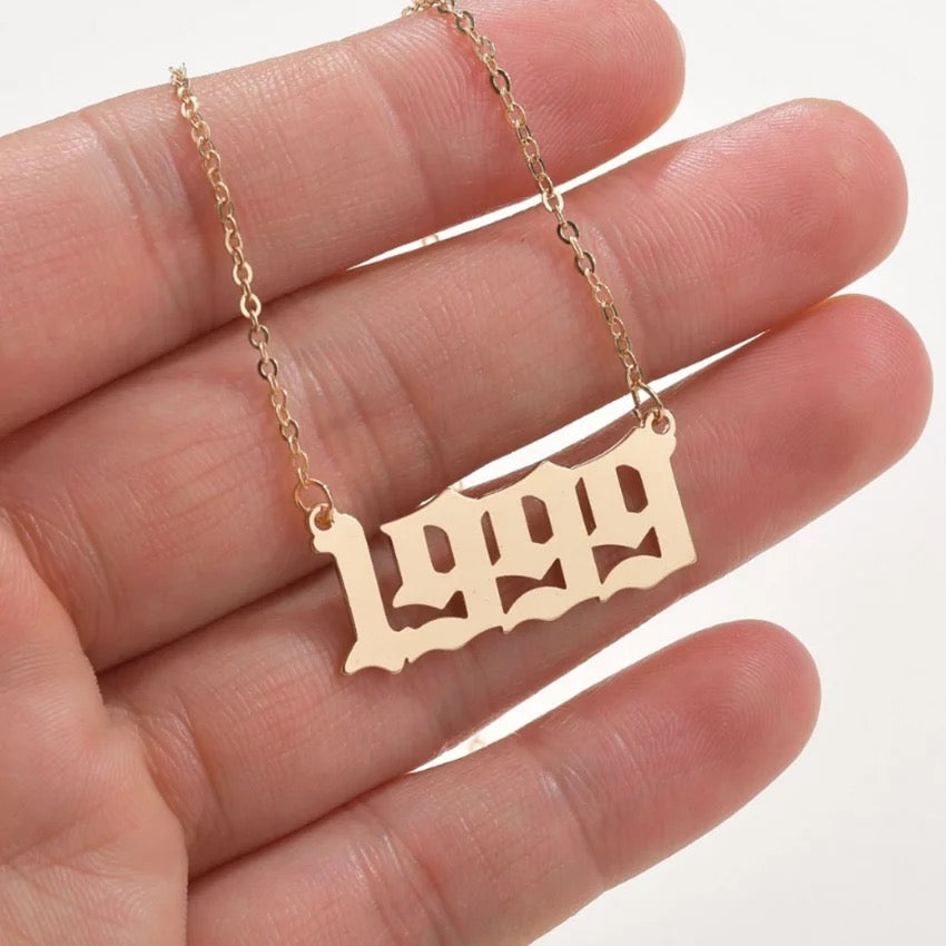 Kinitial Birth Year Number Pendant Necklace