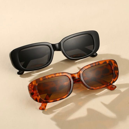 Both Black and Leopard Fashion Retro Small Rectangle Sunglasses