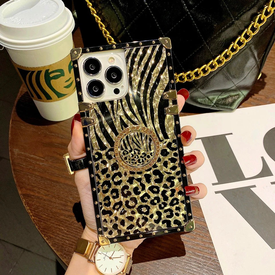Luxury Gold Leopard Feather Case for iPhones