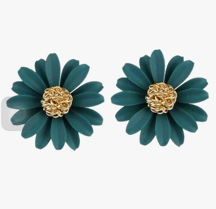 Green Color Heart Leaf Flower Drop Earrings for Women