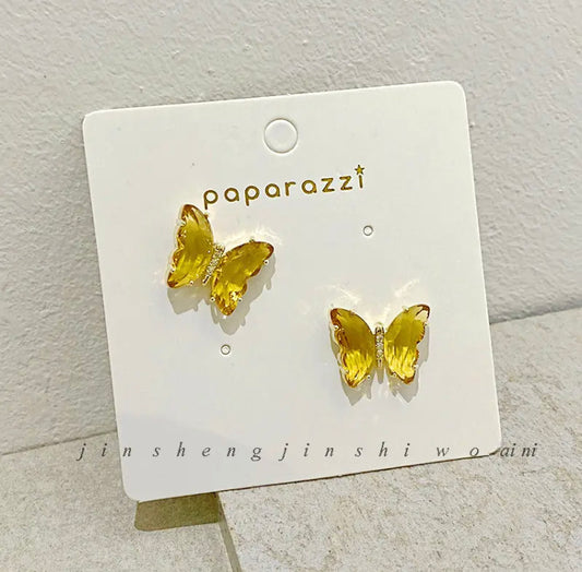 Luxury Glass Crystal Butterfly Earring for Women Handmade Drop Earring Colorful Butterfly Charm Jewelry Accessories