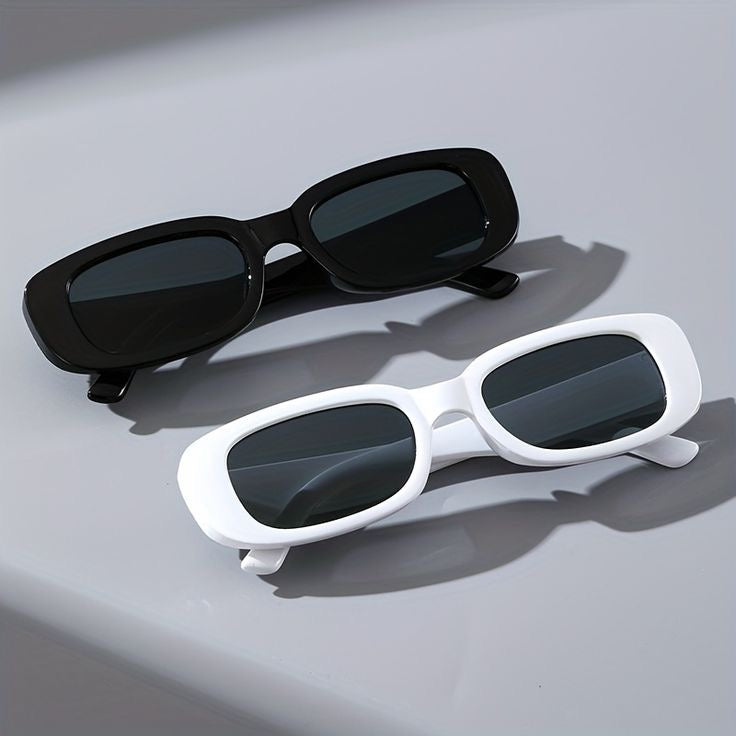 Both Black and White Fashion Retro Small Rectangle Sunglasses