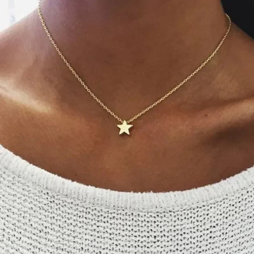 Star pendant necklace creative retro simple alloy clavicle chain