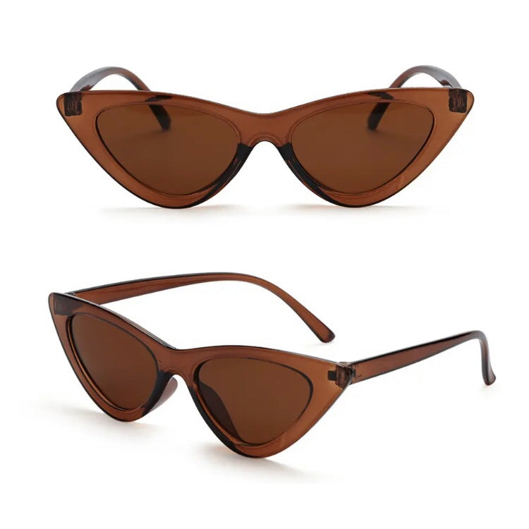 Brown Vintage Triangle Cat Eye Women Sunglasses
