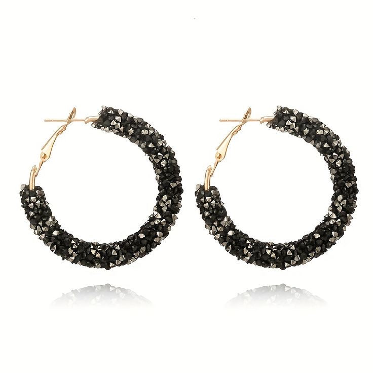 New Fashion Earrings White / Black / Blue Simple Wild Crystal Circle Matte Ladies Earrings