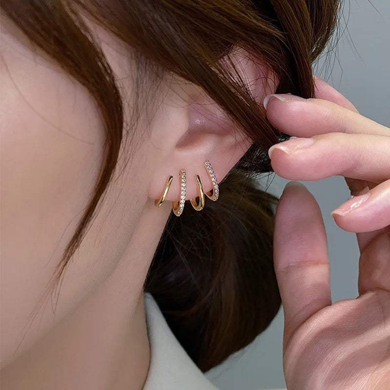 Earing Claw Ear Hook Clip Earrings for Women Four-Prong Setting CZ Gold Color Ear Earrings