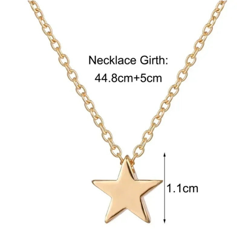Star pendant necklace creative retro simple alloy clavicle chain