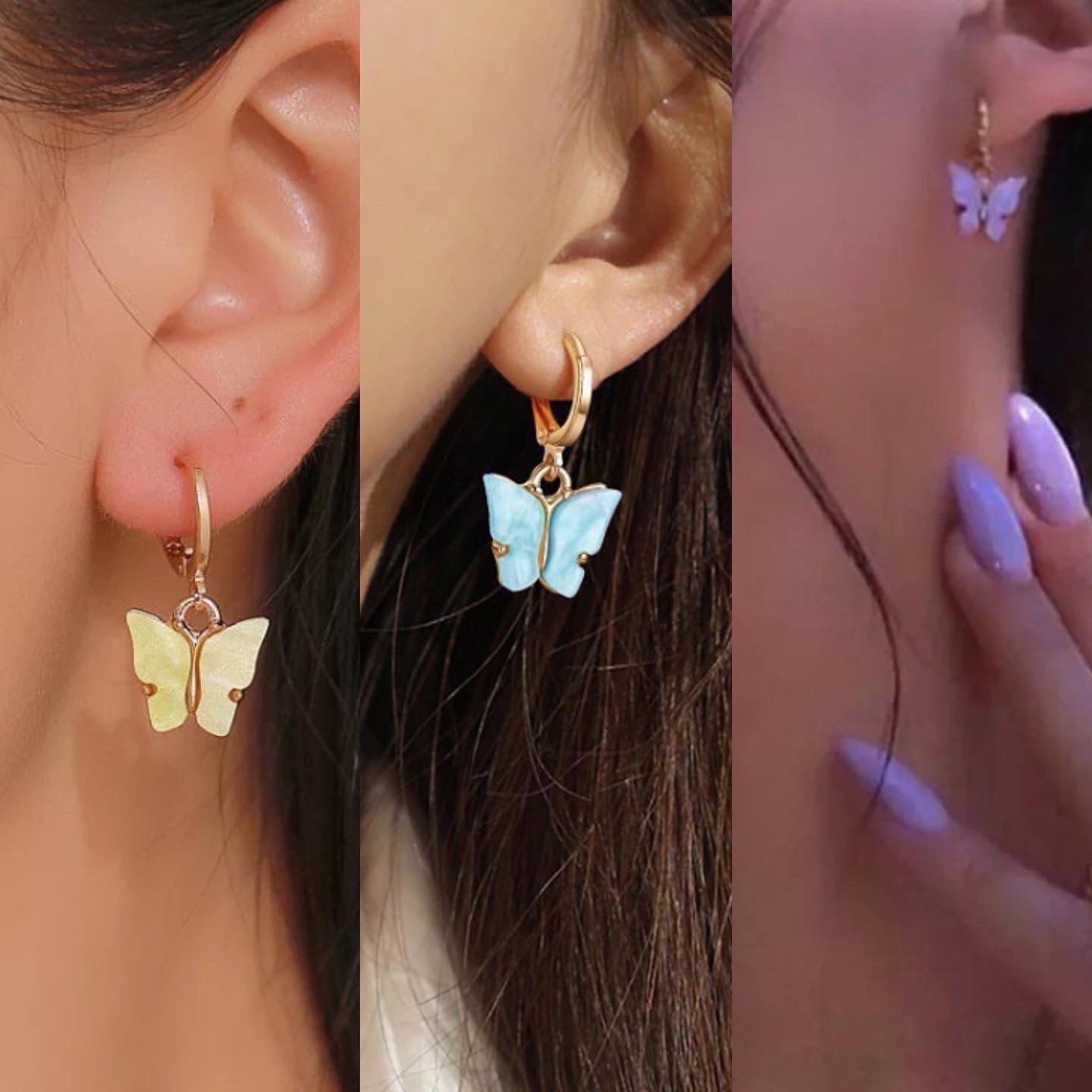 Fashionable Acrylic Butterfly Earrings Fresh Sweet Colorful Ear Clips Ear Jewelry Women