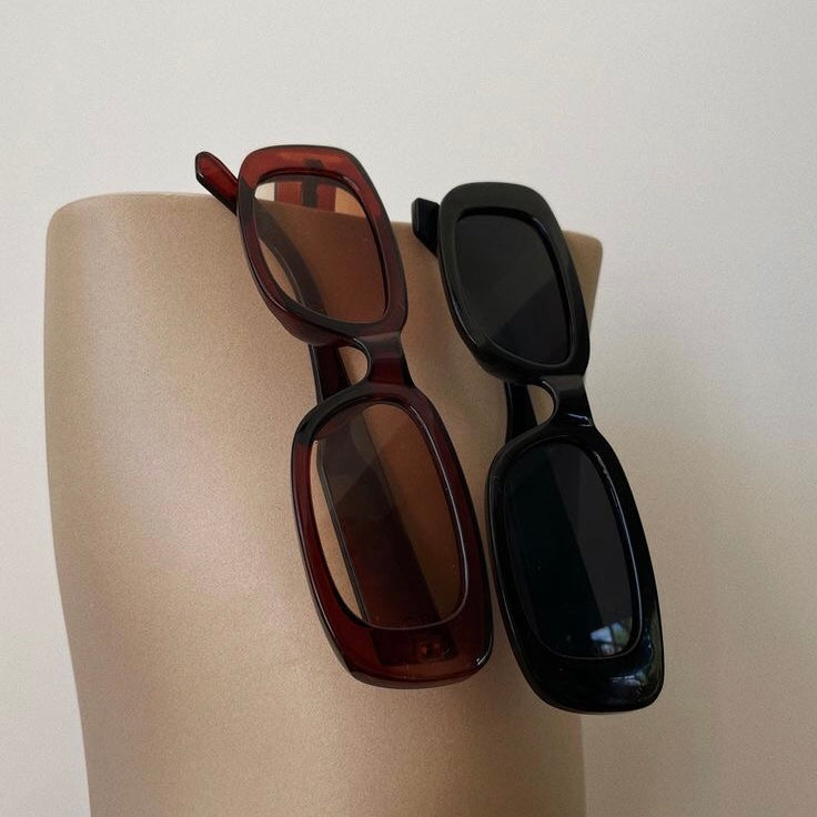 Both Black and Brown Fashion Retro Small Rectangle Sunglasses