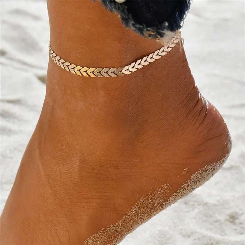 Delysia Fashionable Summer Beach Accessories Bohemian Arrow Women Chain Ankle Bracelet