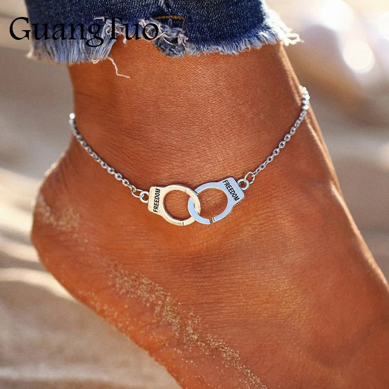 Vintage Silver Color Handcuffs Anklets for Women
