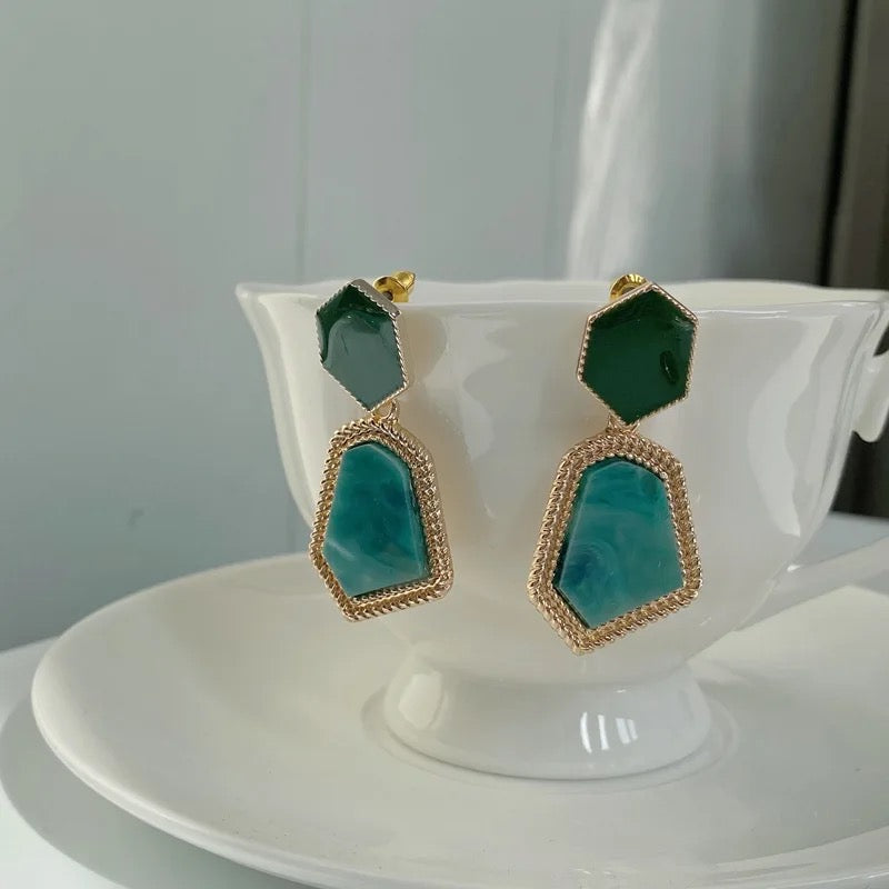 Modern Jewelry Green Acetate Earrings Pretty Design Vintage Temperament Geometric Drop Earrings For Women