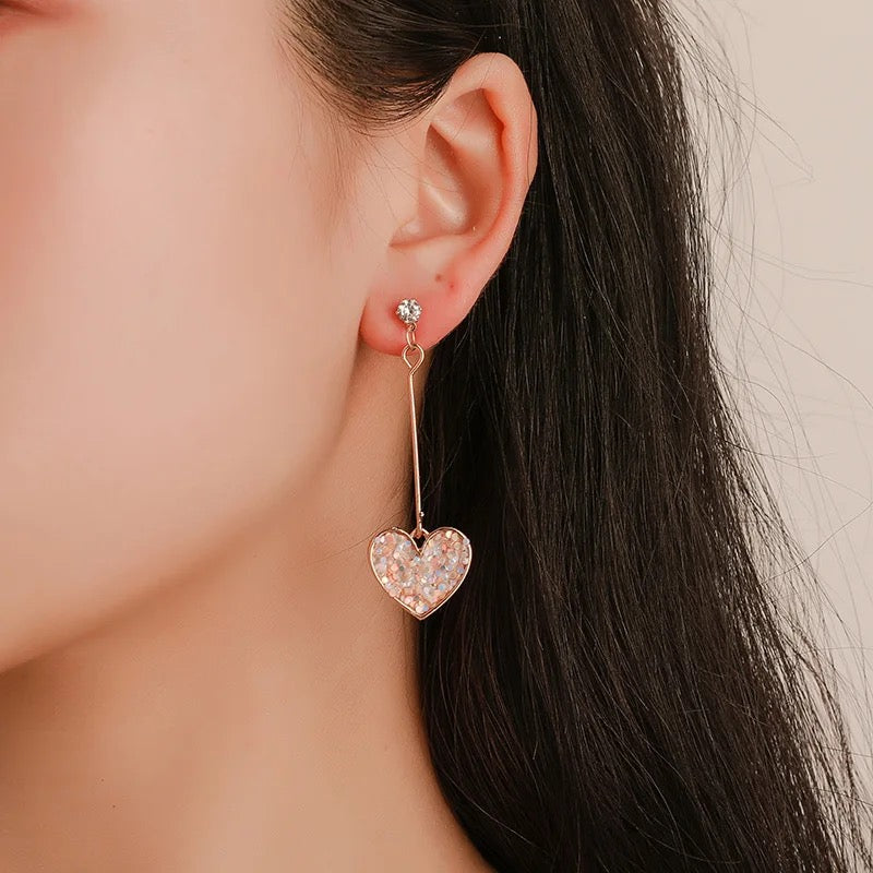 New Heart Hoop Earrings New Design Rhinestone Crystal Earrings for Women