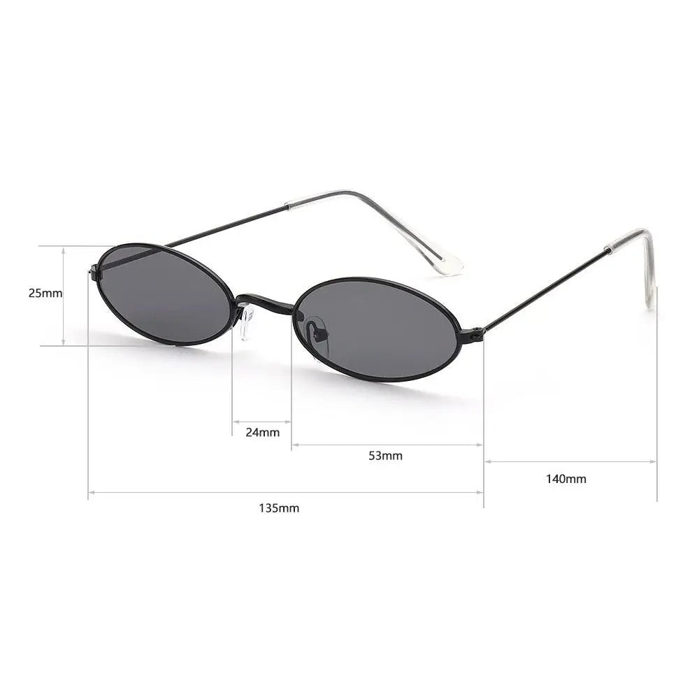 Brand Designer Small Round Oval Sunglasses Women Men Clear Color Lenses Unisex Ellipse Sun Glasses