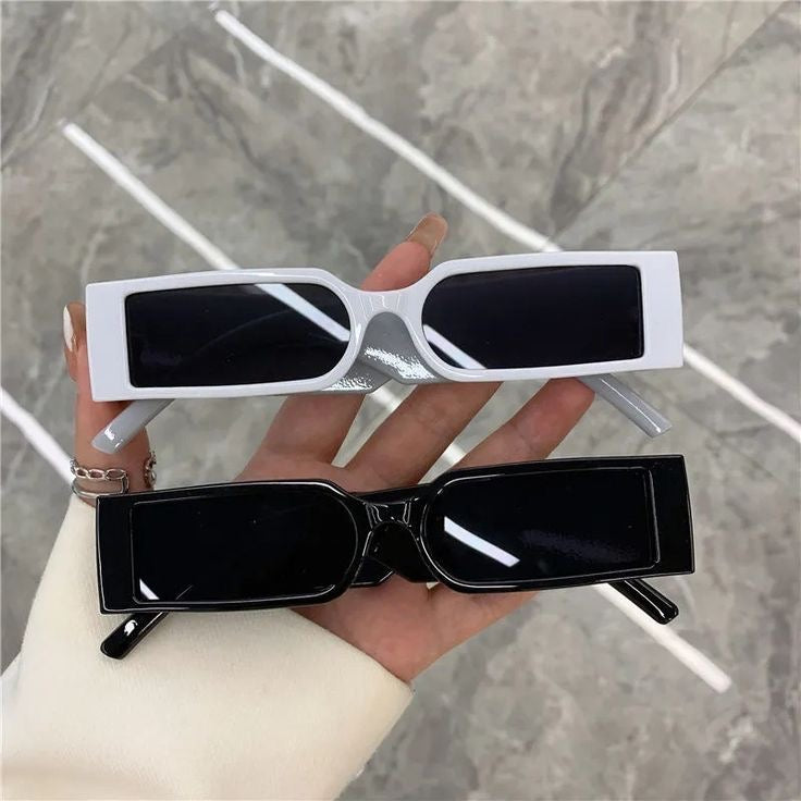 Both Rectangle Vintage Sunglasses Personality Small Frame Punk Sun Glasses