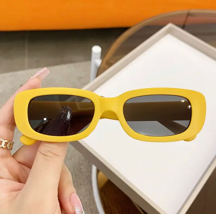 Yellow Fashion Retro Small Rectangle Sunglasses